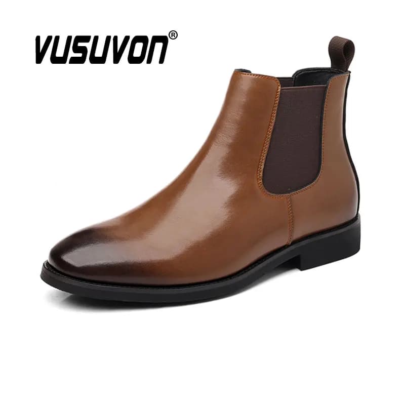 Stivaletti Chelsea da uomo in pelle crosta/pelliccia Scarpe eleganti alla moda per feste invernali Comode sicurezza nere per stivaletti invernali