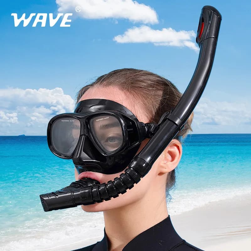 Professional WAVE Snorkeling Set complete with silicone mouthpiece with large frame with electric immersion goggles Swimming equipment
