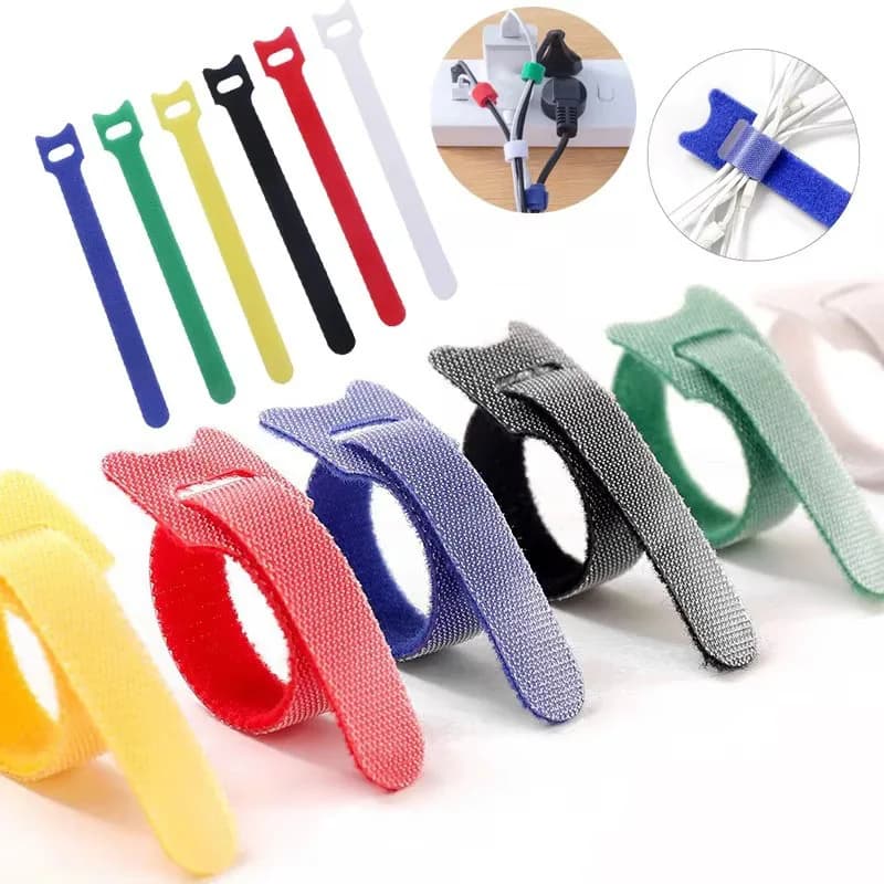 10/20 Pezzi Fascette Regolabili in Velcro Riutilizzabili, Nastro Organizzatore per Cavi in Microfibra con Gancio e Anello, Cinghie di Fissaggio per Cavi