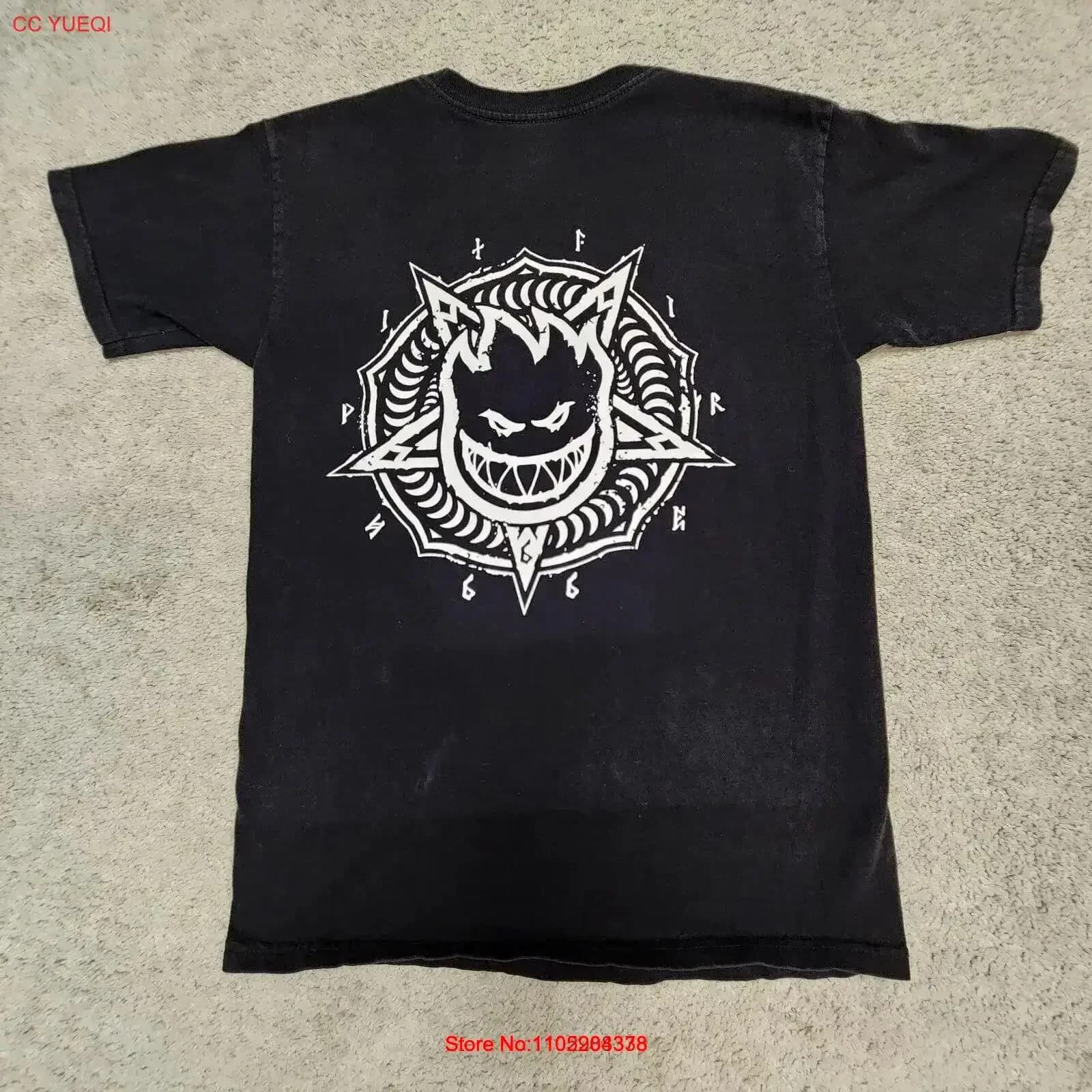 Spitfire Skateboards Pentaburn T Shirt Piccolo Nero Bianco Double Sided vintage Lavato Elegante Morbido Casual Allungato streetwear