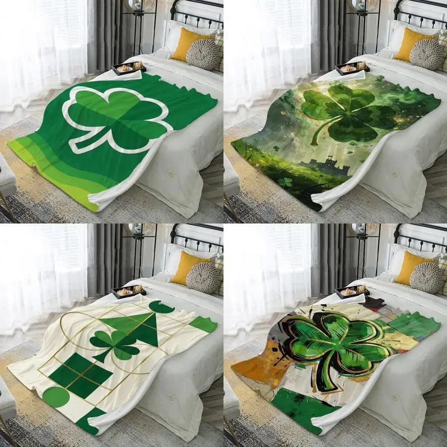 Covered with 2D clover pattern Flannel microfiber Cover for bedroom, living room, sofa, soft and comfortable, home decoration