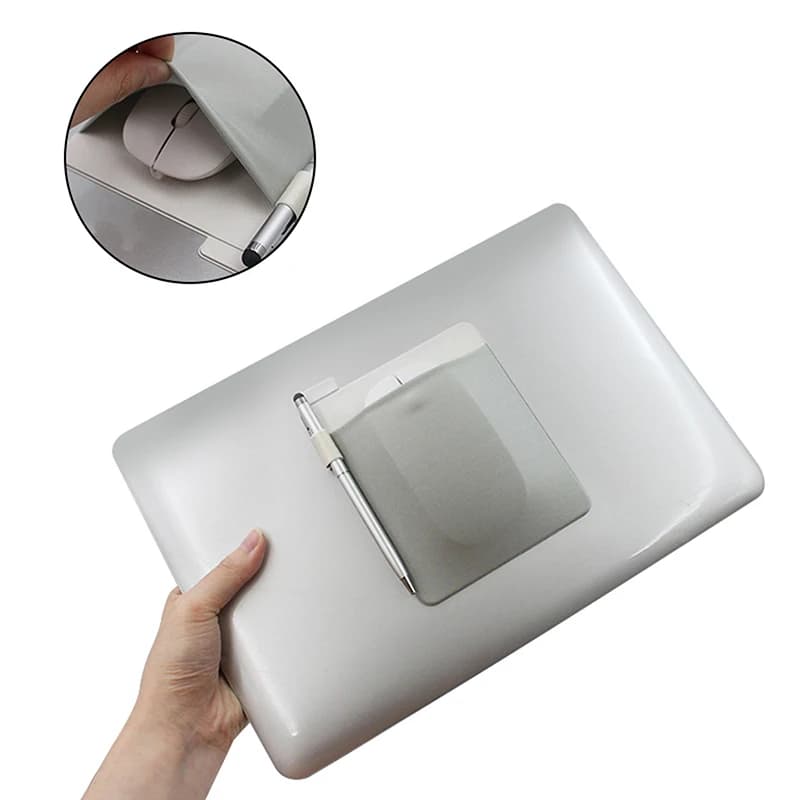 Nuova Custodia Adesiva per Laptop, Mouse e Disco Rigido Digitale - Borsa Portaoggetti con Tasca Esterna