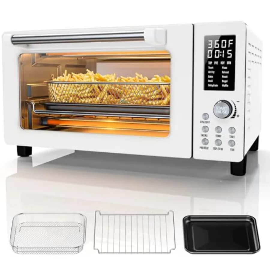 Nuovo e Migliorato Forno Combinato Bravo Pro 10-in-1 con Funzione Friggitrice ad Aria e Convezione, 21Qt, Colore Crema, Senza PFAS, con Temperatura Regolabile da 50-450°F (o 27-232°C)