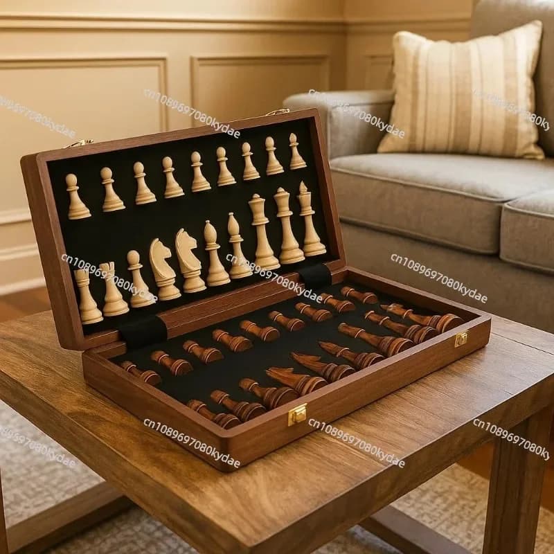 39cm Magnetic Wooden Tournament Chess Set Portable Fold Board Adult Travel Family Game Gift