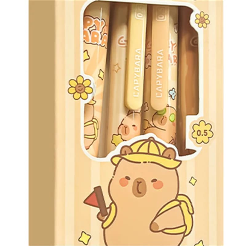 Inchiostro neutro ad asciugatura rapida per studenti Bambini Scuola di scrittura Forniture di cancelleria Set regalo 4 pezzi Penne gel capibara simpatico cartone animato