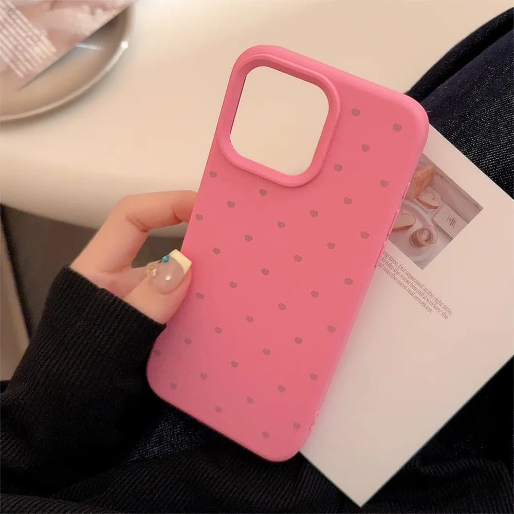 Love Heart Phone Case for iPhone 17 16 15 11 12 13 14 Pro Max Soft Cute Pattern Back Cover Candy Color