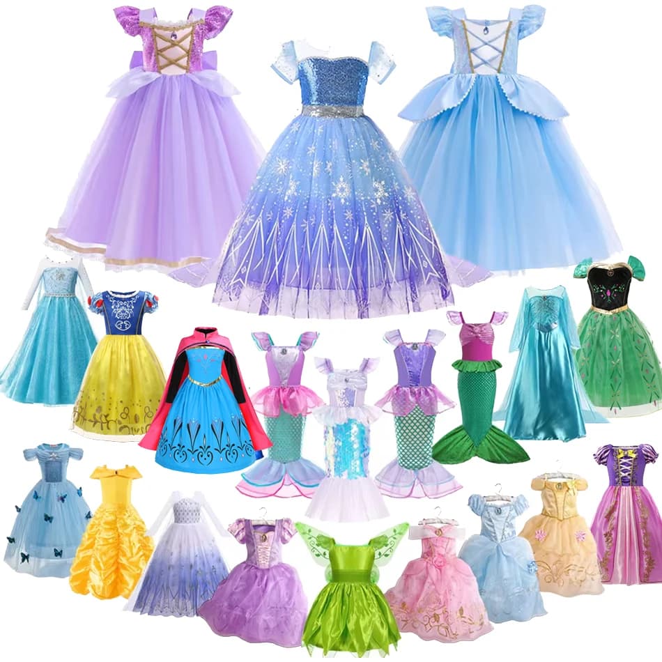 Elsa Anna Kid Principessa Ragazze Vestono Rapunzal Bambini Cosplay Abiti di Halloween Costume per bambini Abito da festa di compleanno