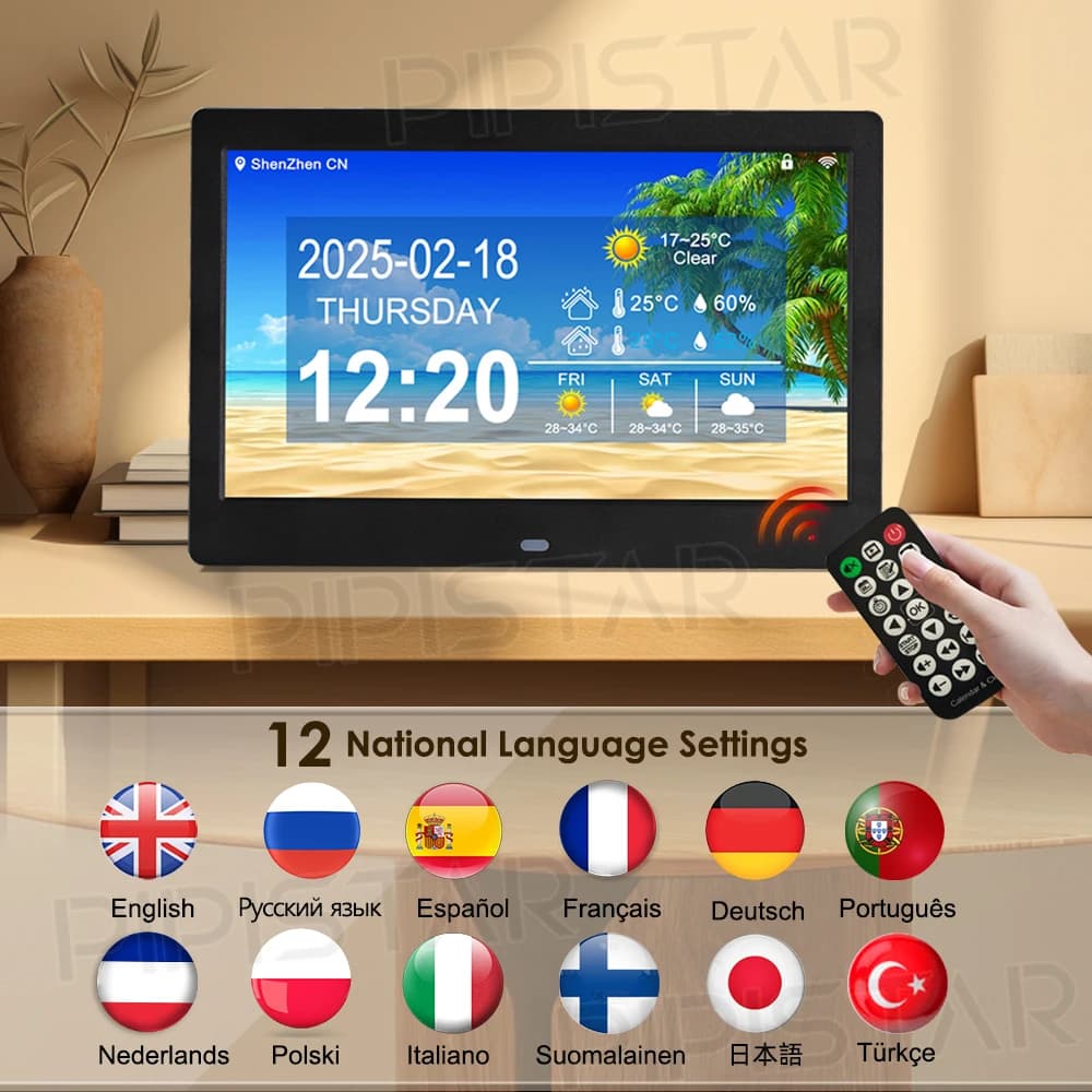 10,1/7 inch WiFi Calendar Wall clock Dementia Time Weather forecast Smart Desktop Frame for wall mounted photo