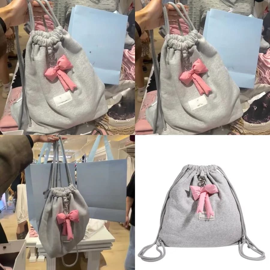 【Nuovo stile】Zaino casual con fiocco e coulisse per ragazze, zaino casual semplice per primavera ed estate, zaino sportivo coreano per tutti gli abbinamenti
