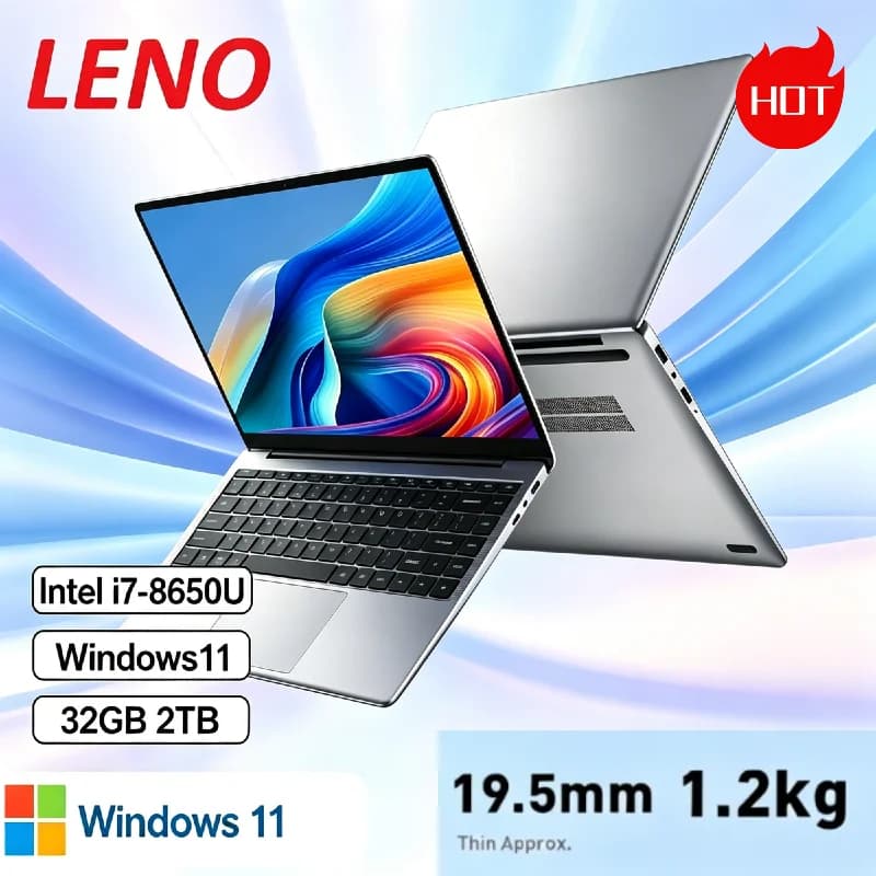 LENO HOT Ultra Slim 14.1" Laptop 32GB RAM 2TB SSD Windows 11 Intel Core i7 8650U Gaming Office Notebook 1920*1080 HD Display
