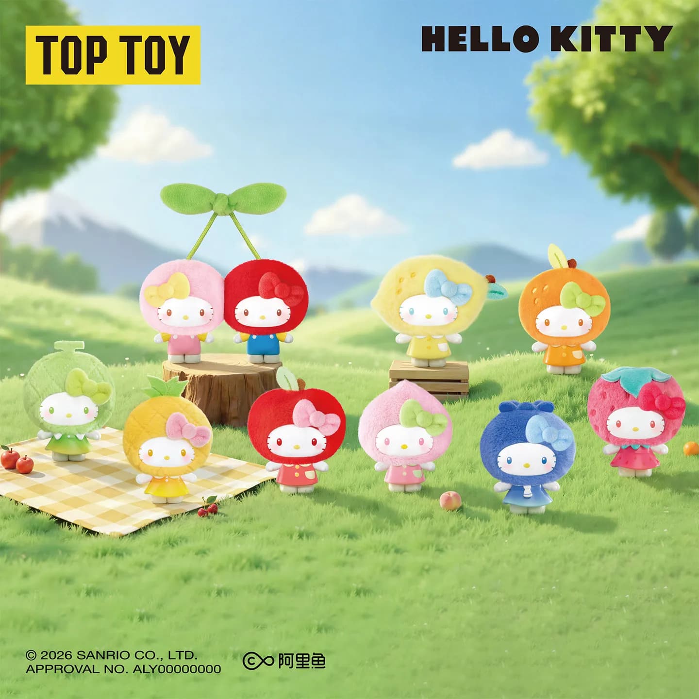 Toptoy Sanrio Hello Kitty Fruit Blind Box Doll Pendant Detachable Headgear Max Version Rainbow Candy 20 Cute Gift For Women