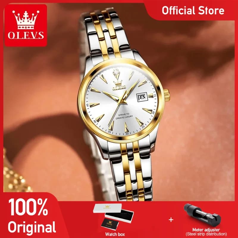 OLEVS 5598 Women's Watch Luxury Quartz Watch Stainless Steel Luminous Waterproof With Date Women's Watches Original Bracelets Set