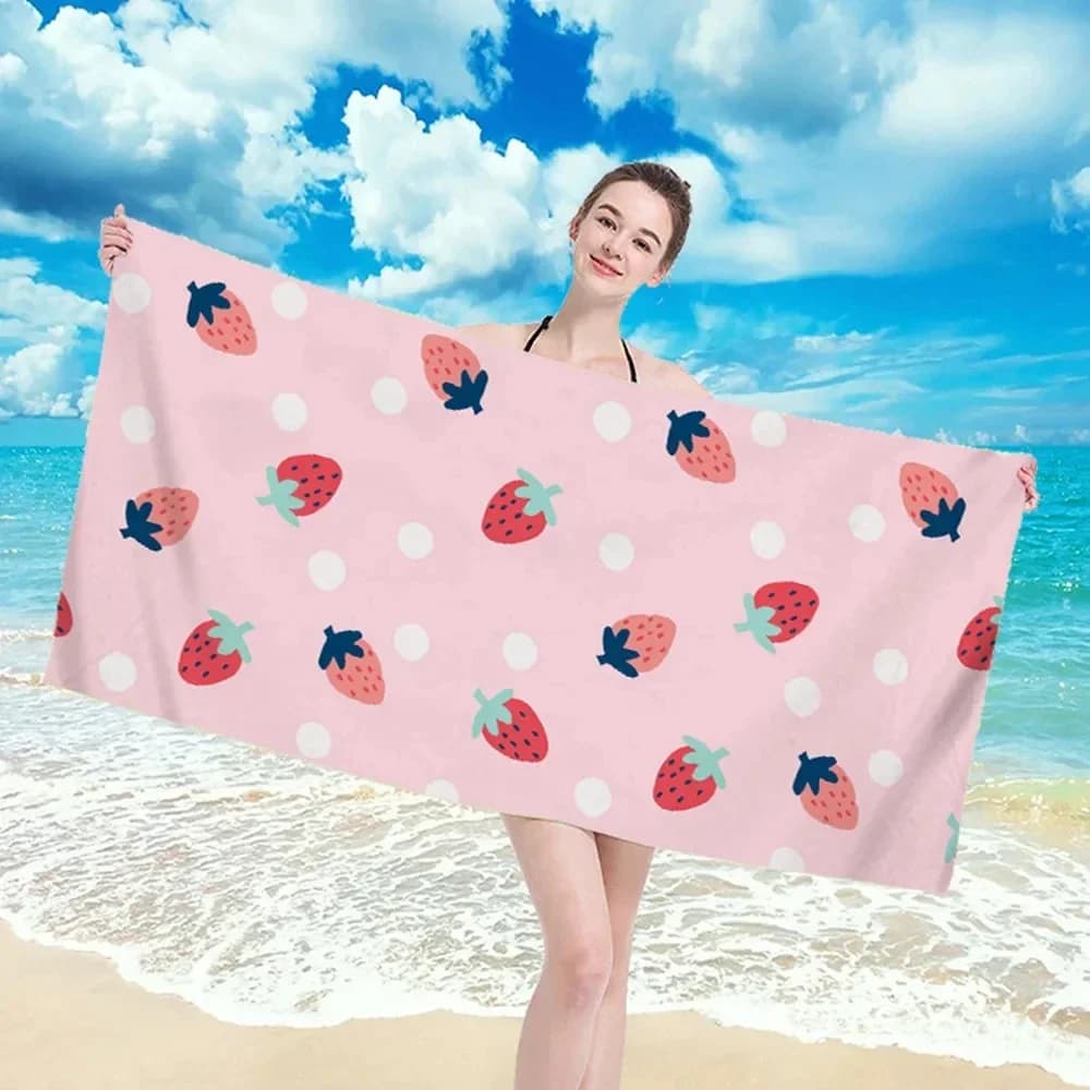 Asciugamano da spiaggia con frutta cartone animato Asciugamano da bagno in microfibra ad asciugatura rapida Coperta da spiaggia assorbente senza sabbia Palestra Sport Viaggi Asciugamani da piscina