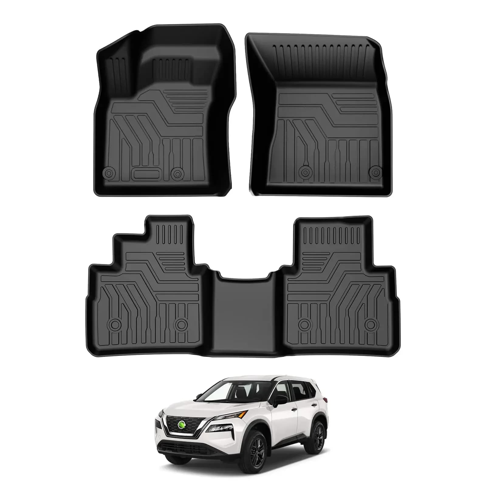 Tappetini su Misura in TPE per Nissan Rogue 2021-2026, Antiscivolo, Impermeabili, per Tutte le Stagioni, Neri