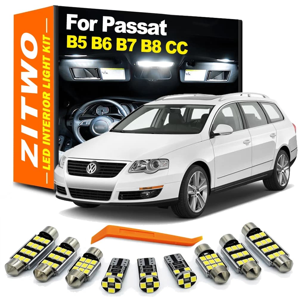 ZITWO Complete LED Interior Dome Light Kit For VW Volkswagen Passat B5 B6 B7 B8 CC Sedan Variant 1998-2020 Door Courtesy Bulb