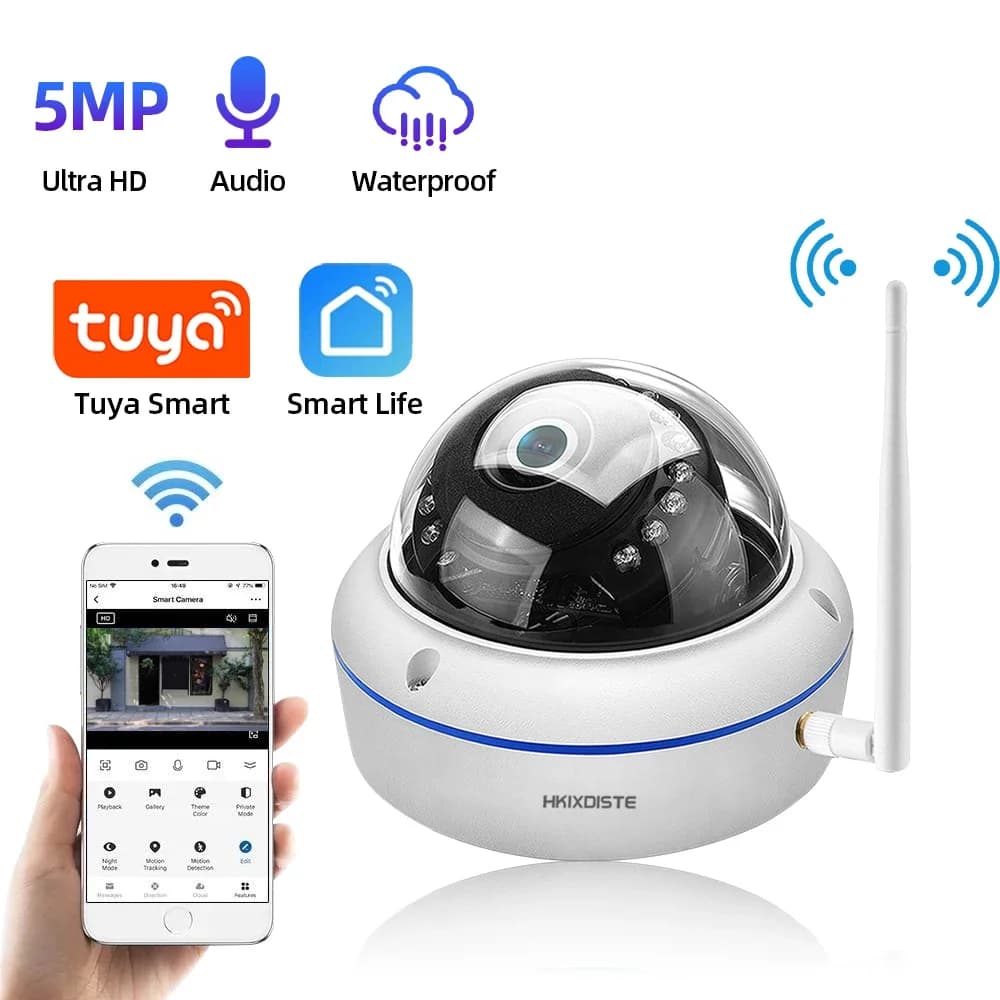 Tuya Smart Life 5MP Wifi IP Camera Security Wireless Outdoor Ceiling Camera Dome Camera Human Detection CCTV Video Surveillance Cam 2K