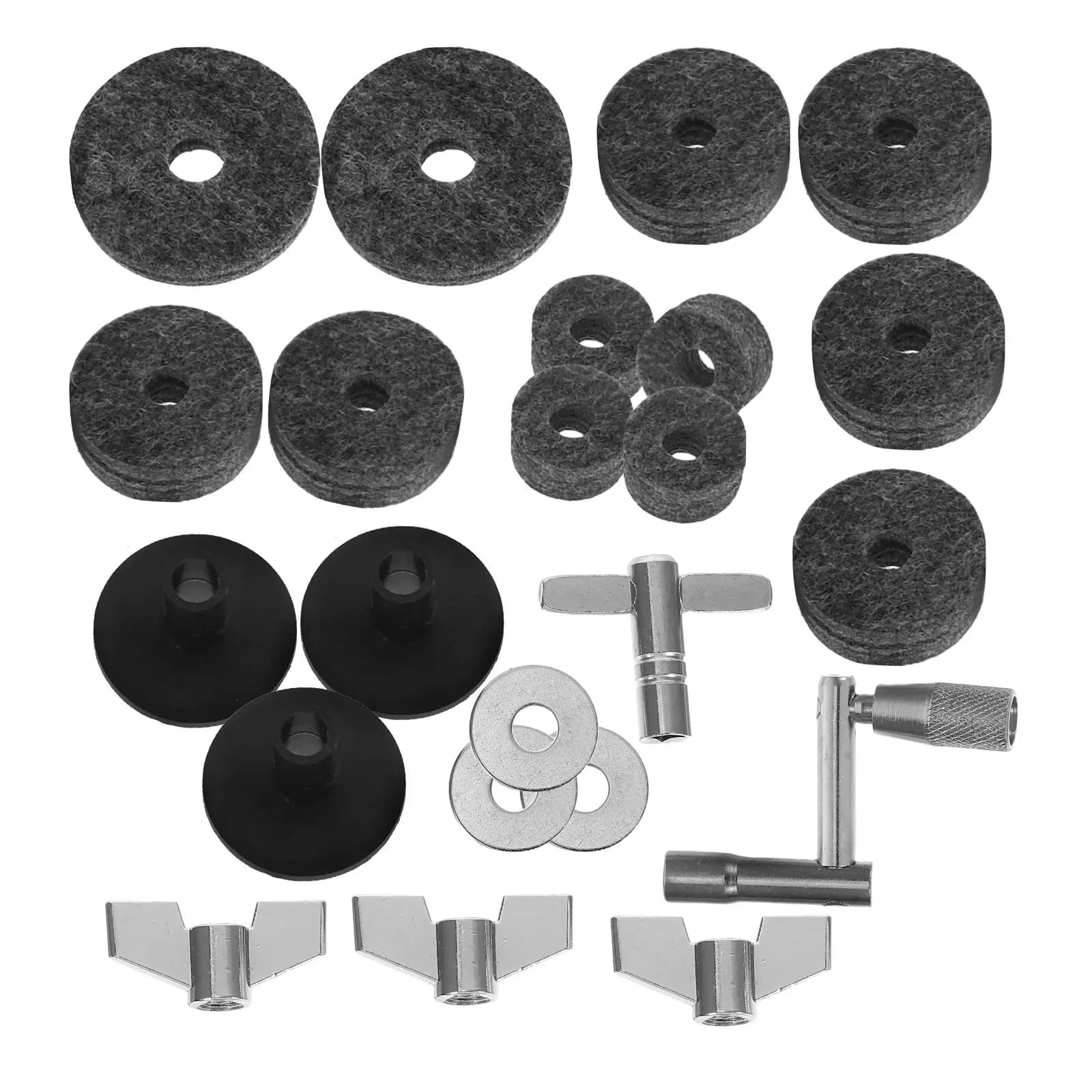 Set di 23 Pezzi di Feltro per Batteria, Accessori Universali di Ricambio per Piatti, Antiscivolo, per Supporti Piatti, Tubi, Dadi a Farfalla, Rondelle, Batteria