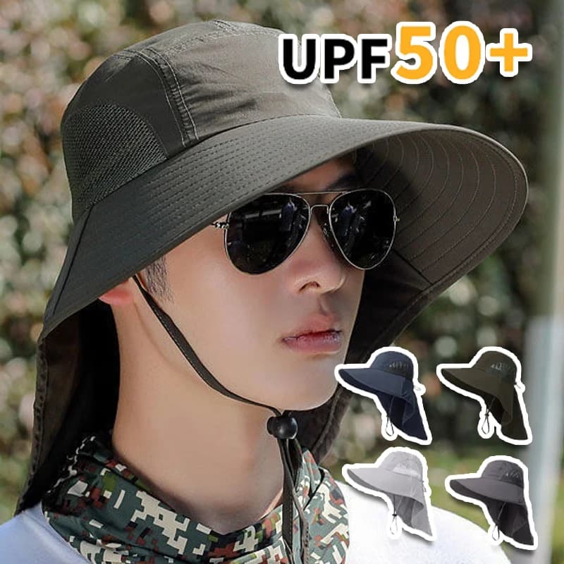 Cappello da Sole con Tesa Larga Anti-UV Leggero per Uomo e Donna, Cappello Estivo da Esterno con Protezione Viso e Collo, Protezione Solare per la Pesca