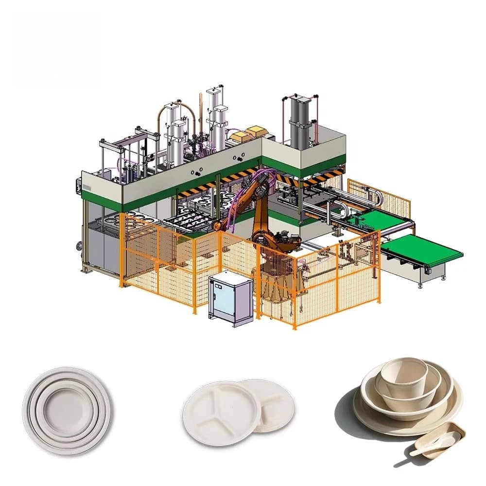 Macchina Completamente Automatica per la Produzione di Stoviglie in Polpa di Bagassa con Linea di Produzione di Contenitori per Pranzo Biodegradabili