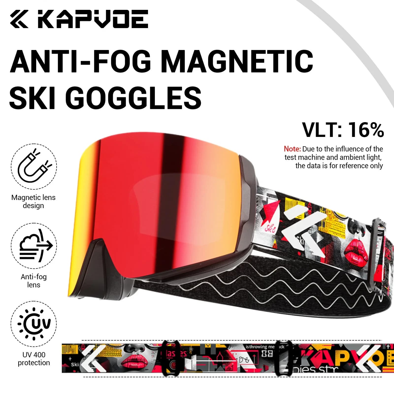 Kapvoe Occhiali da neve Sci Snowboard Sci Occhiali da sole per donna Uomo Lenti antiappannamento UV400 Occhiali fotocromatici Occhiali da moto