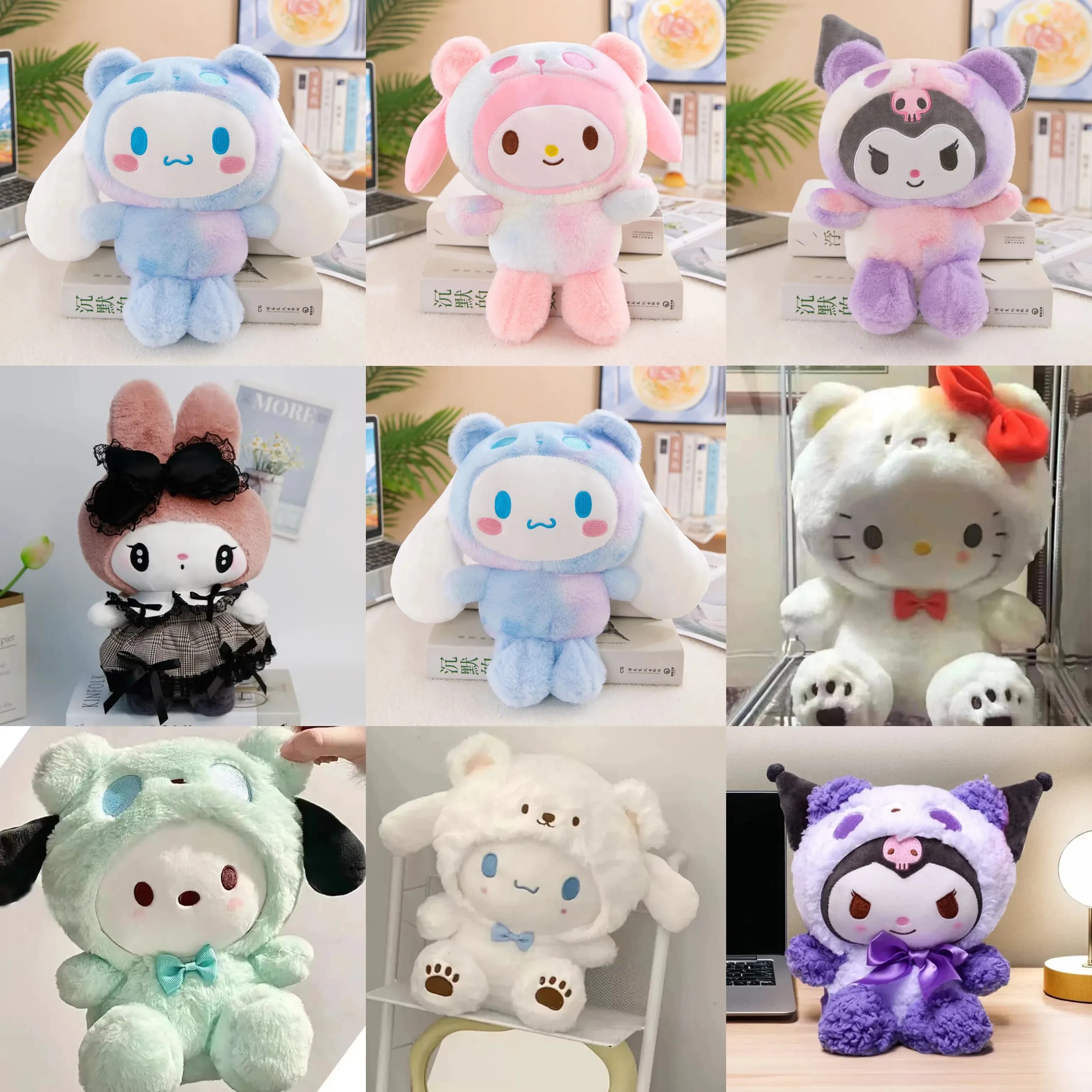 Peluche Sanrio 25cm Hello Kitty, Kuromi, My Melody, Cinnamoroll, Giocattoli Anime Kawaii, Morbidi Pupazzi Imbottiti, Cuscini, Regalo di Natale, Decorazione !