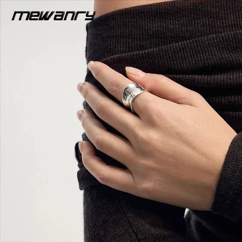 Mewanry Glossy Concave Geometry Rings For Women Couples Minimalist Hyperbole Classic Hip Hop Fashion Street Party Jewelry Gifts