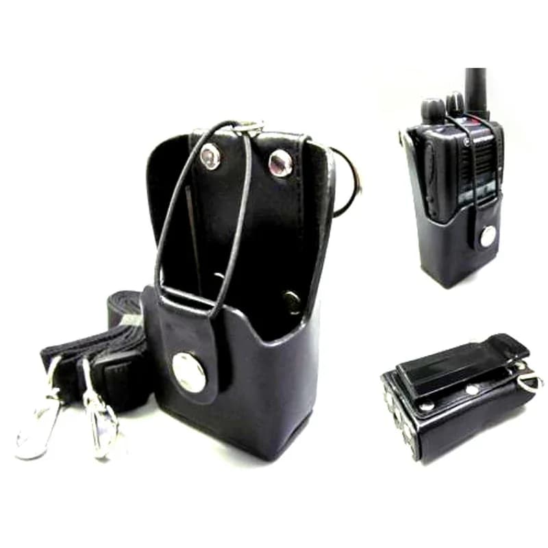 Custodia da cintura con fondina in pelle artificiale dura nera per Motorola GP328 Plus GP328Plus GP388 GP344 GP638 + Radio Walkie Talkie