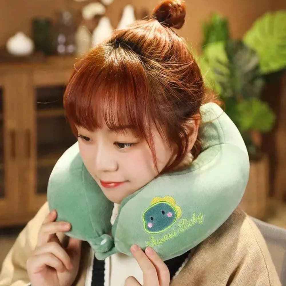 U-shaped Travel Pillow, Printed Style Neck Support Pillow, Portable Travel U-shaped Cushion, Couple Style