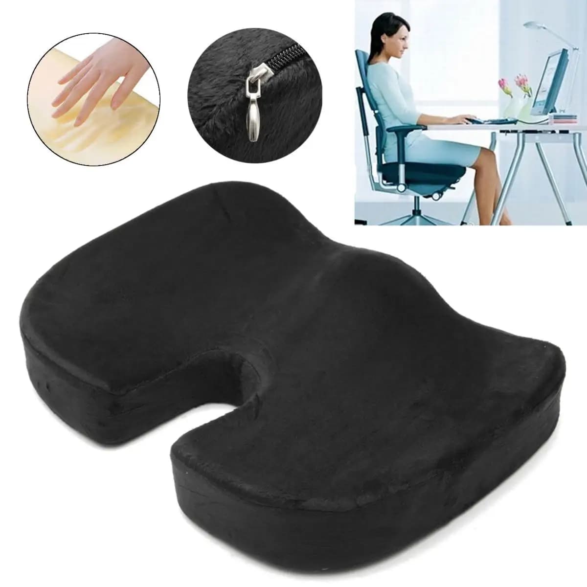 Cuscino per seggiolino auto Cuscino in memory foam per ufficio Cuscino ergonomico in coccyx Supporto per ufficio Cuscino sedentario Cuscino per culo per studenti