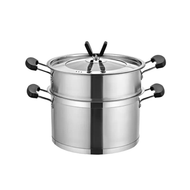 High efficiency stainless steel double layer steam pot, with double handle, set of multifunctional kitchen pots, pan.