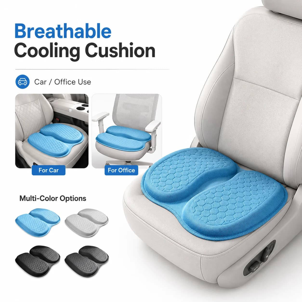 Universal Gel Seat Cushion Summer Cooling Car Chair Pad Pressure Relief Cushion for Long Sitting Office Car Sofa