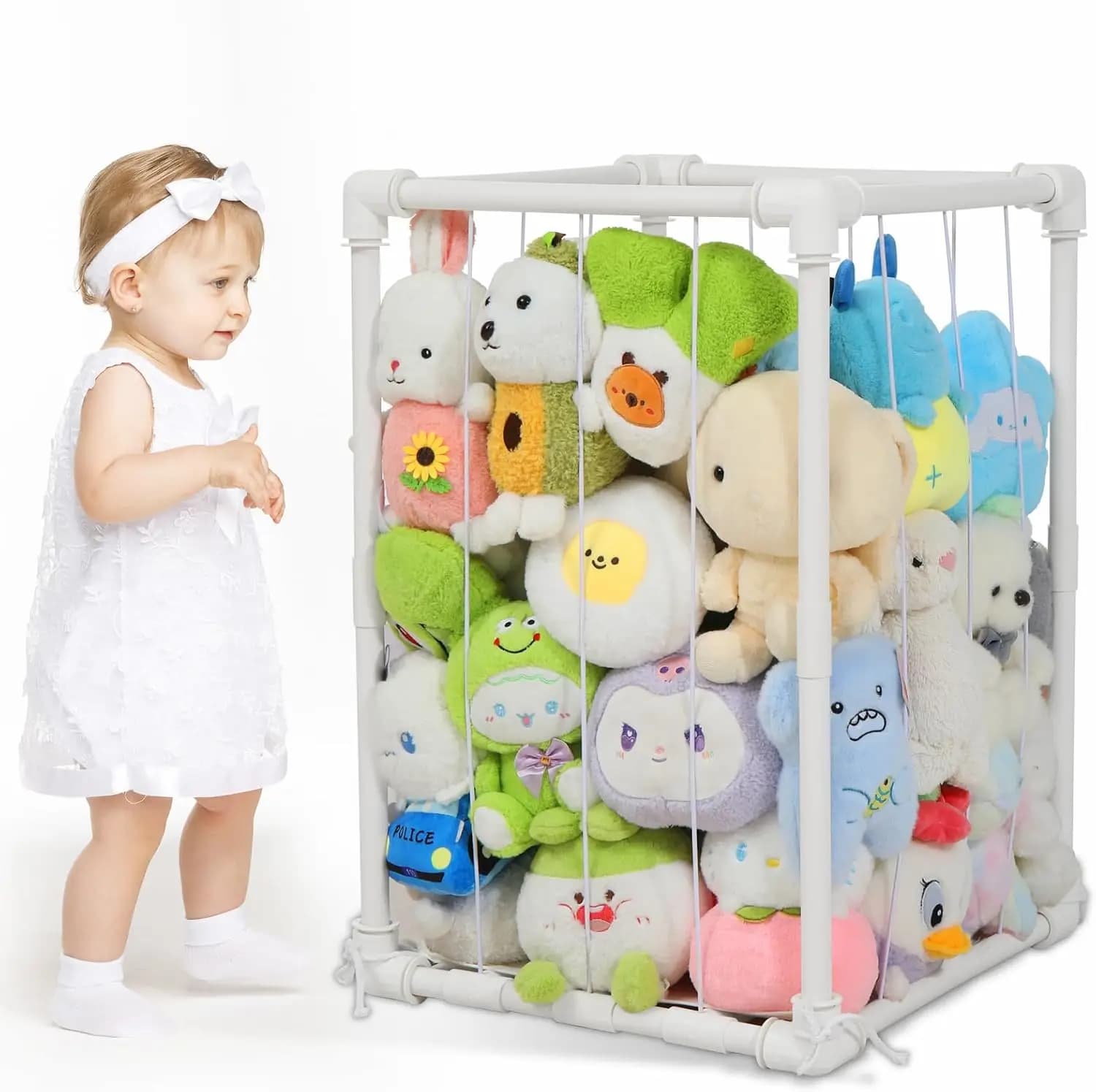 Organizzatore per Peluche a Forma di Zoo, Contenitore in PVC per Giocattoli, Gabbia Verticale da 180L per Cameretta e Sala Giochi