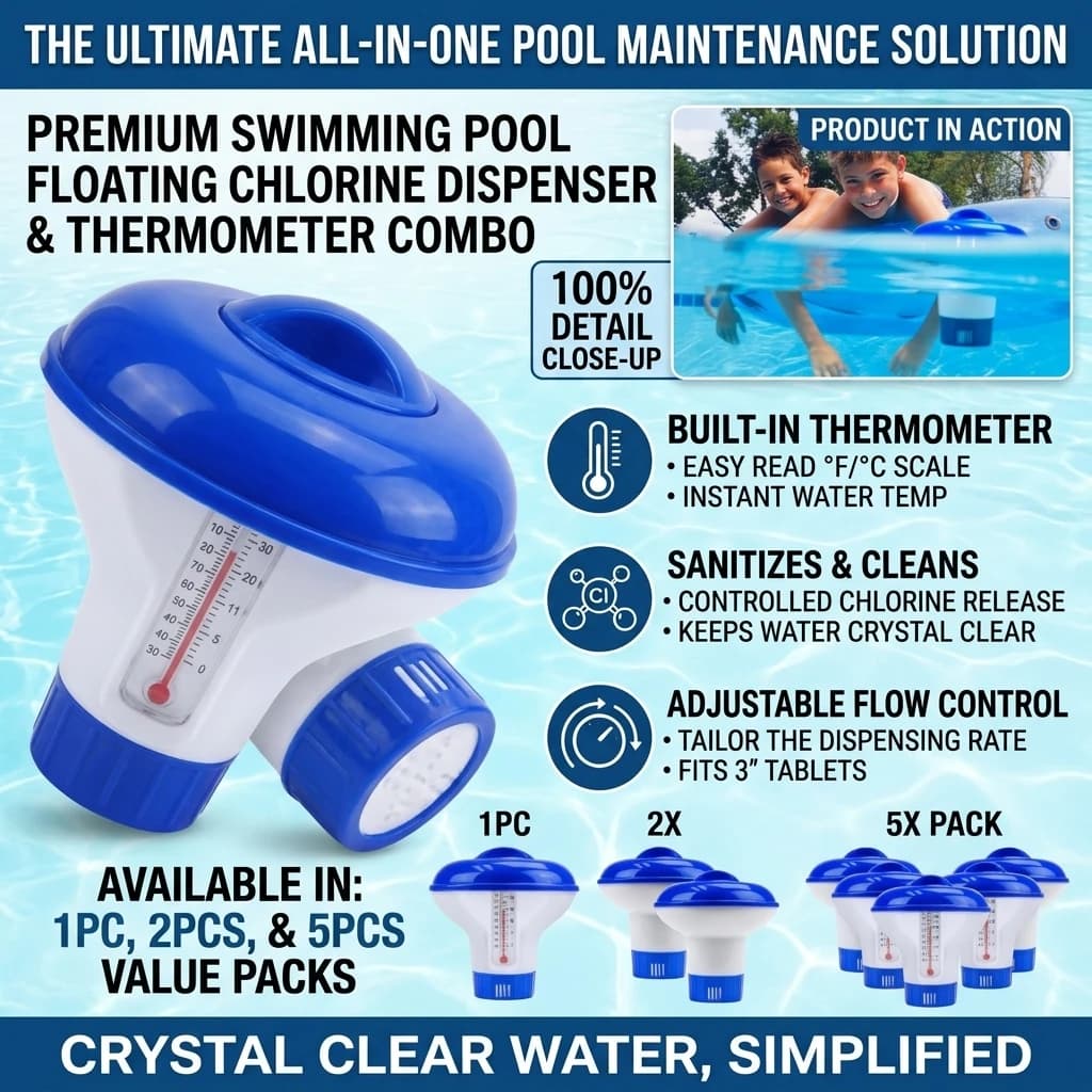 Swimming Pool Floating Chlorine Dispenser With Tablets Water Disinfection Purifier Automatic Applicator Sterilizer Pool Cleaner