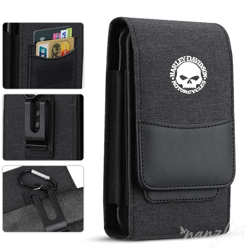 Phone Holster Belt Clip Waist Oxford Cloth Wallet For Harley Davidson PA1250 Softail Sportster VRSC Touring X48 1200 C Tire Valv