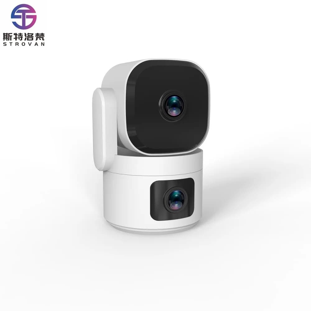 Telecamera WiFi doppia PTZ da 4 MP Telecamera di sorveglianza CCTV per interni domestici con doppia lente Monitoraggio automatico Protezione di sicurezza per bambini