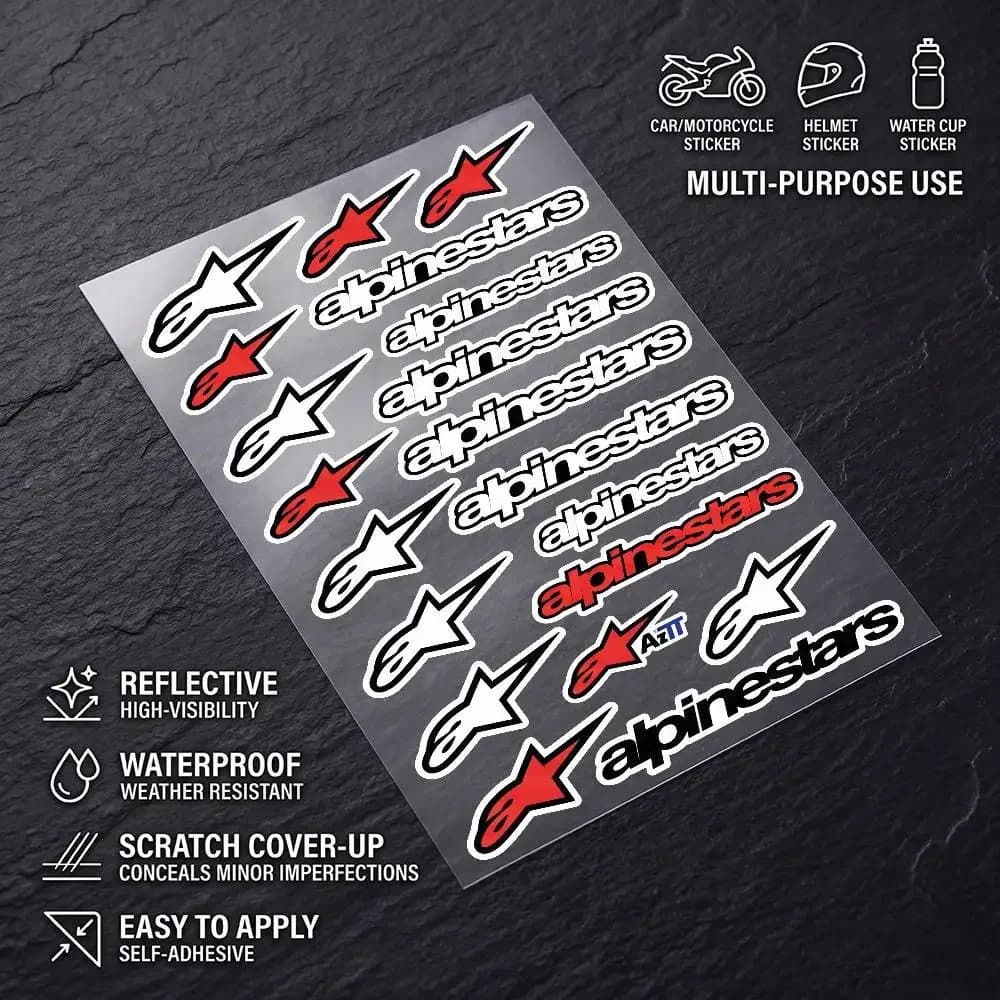 Poster A-lpi-nes-ta-rs Universal Multi-Purpose Reflective Waterproof Stickers Scratch Conceal For Auto Bike Helmet