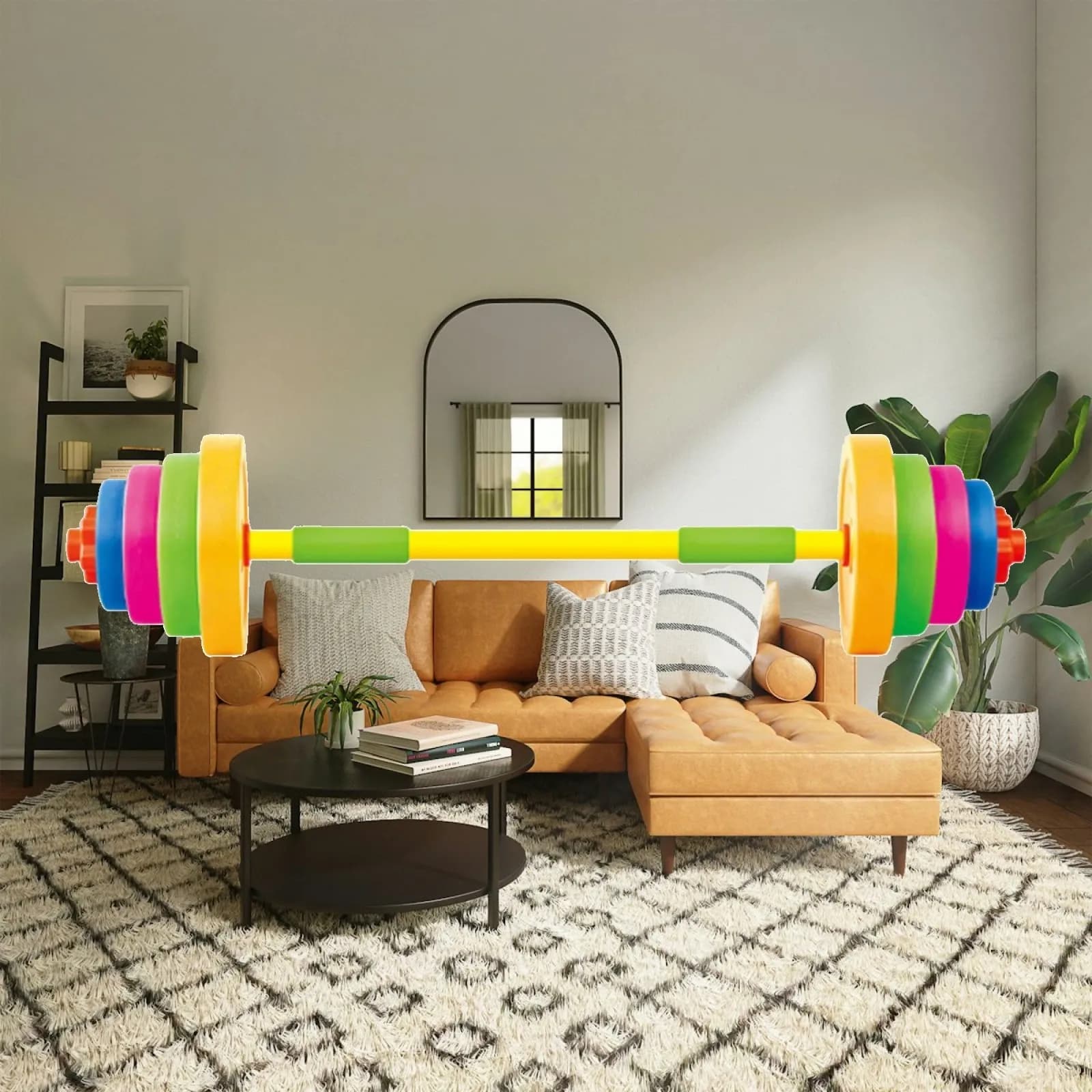 Adjustable Toy Barbell with Weight Plates Child-Sized Fillable Toy Barbell