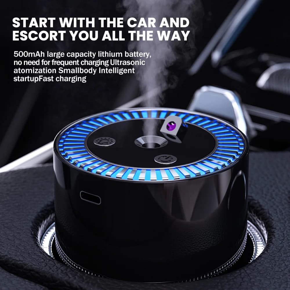 Diffusore di aromaterapia per auto portatile USB, umidificatore per aromaterapia, purificatore di freschezza dell'aria per auto, 5 tipi di oli essenziali disponibili