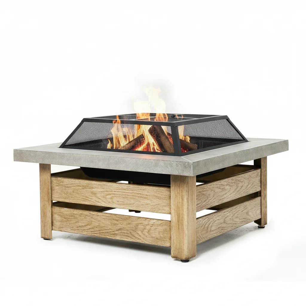 34 inch Outdoor Wood Burning Fire Pit, Heavy Duty Round Steel Fire Bowl for Backyard, Patio, Camping, Bonfire, with Mesh Spark Screen Wood-burning stove