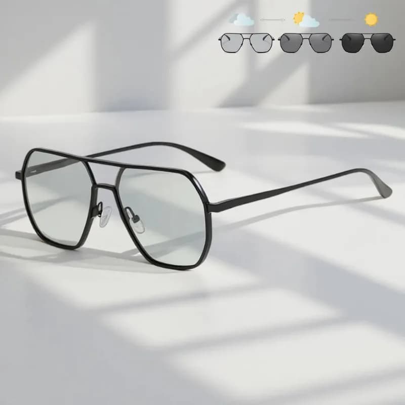 Metal Photochromic Lens Sunglasses Men Women Fashion Polarized Sun Glasses Stylish Chameleon Anti-glare UV400 Driving Shades