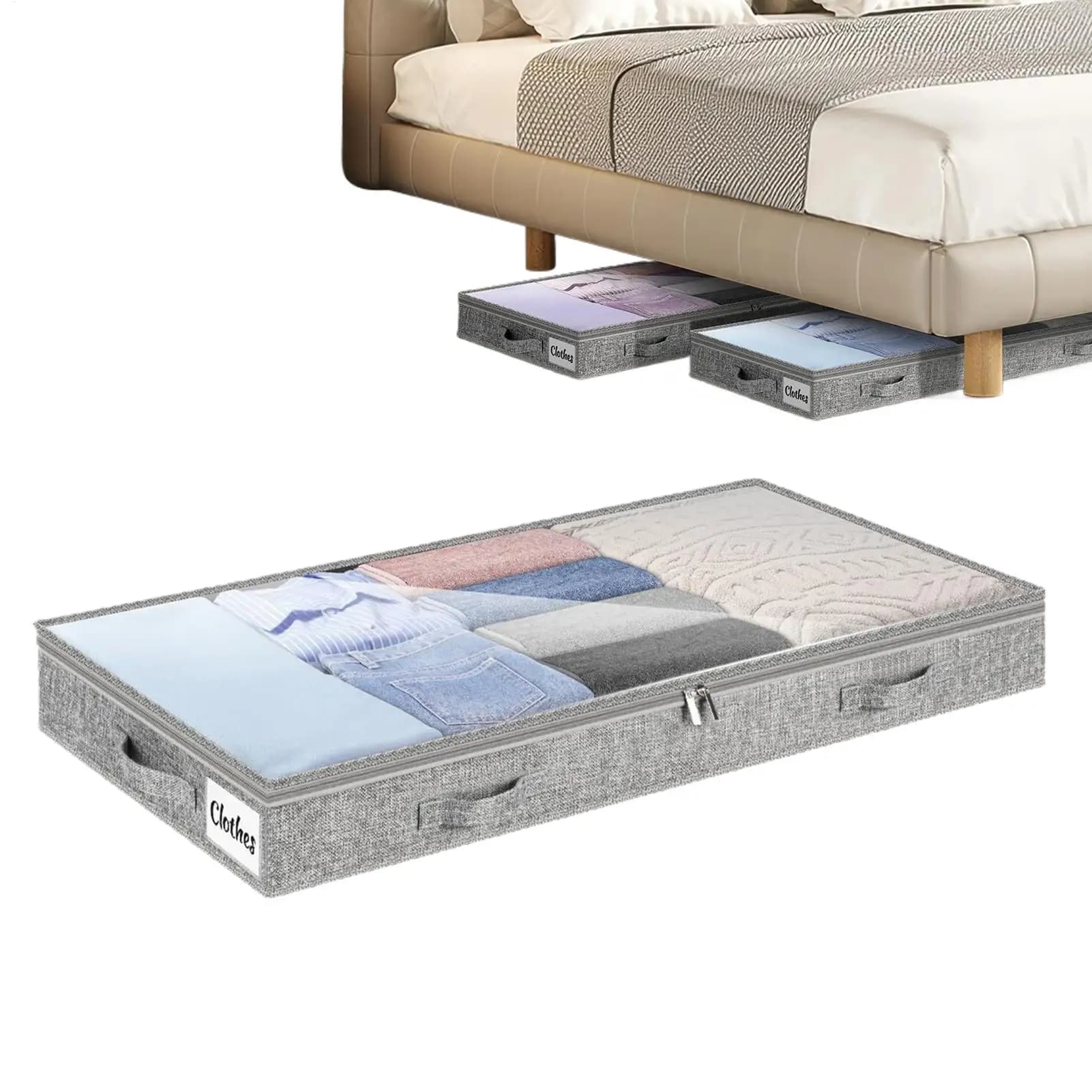 1 borsa portaoggetti grande per vestiti, da riporre sotto il letto, pieghevole, per piumoni e vestiti, borsa portaoggetti per camera da letto e dormitorio