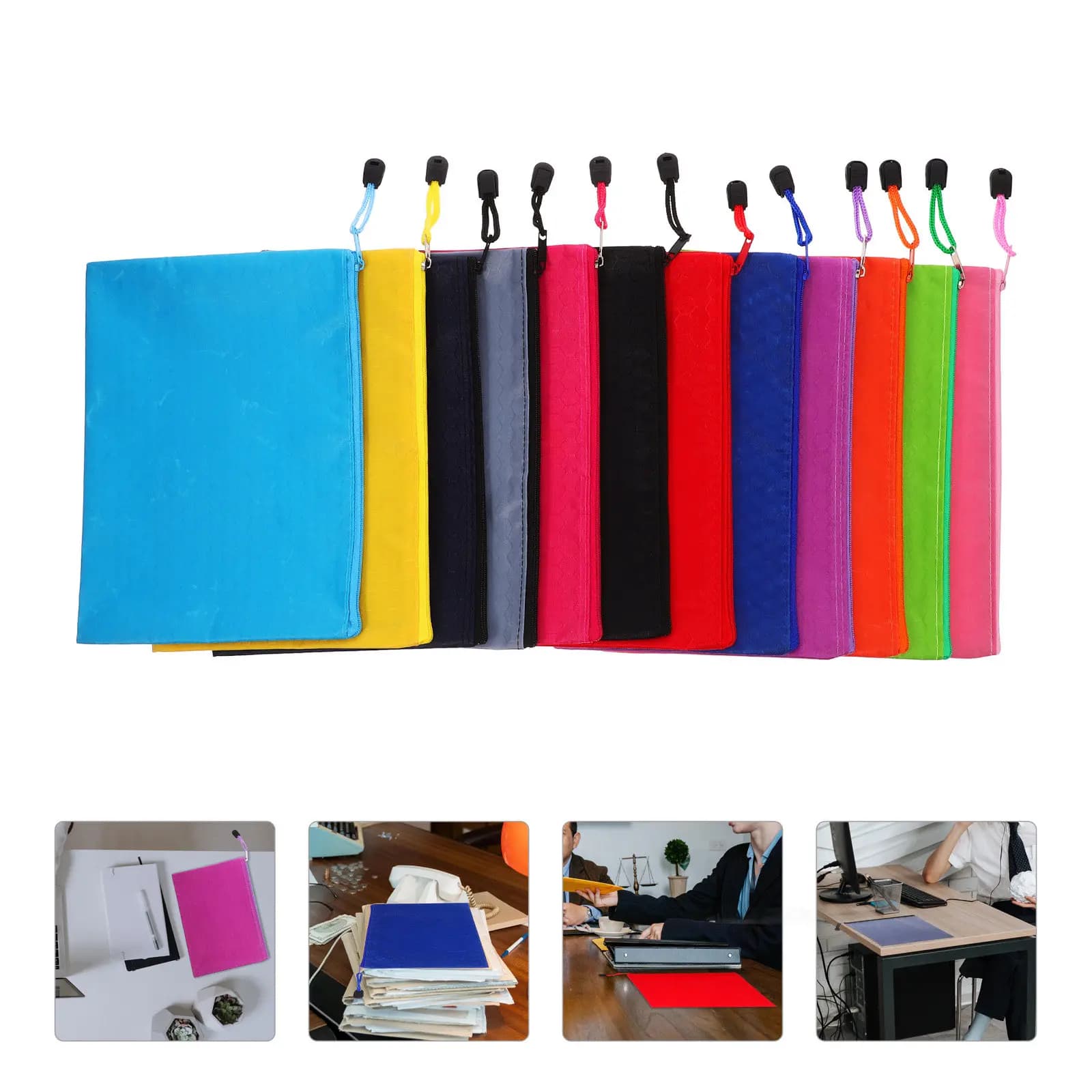 Borsa per documenti da 12 pezzi, organizer per documenti in tela impermeabile, custodia con cerniera, porta documenti portatile per ufficio, cartella portaoggetti