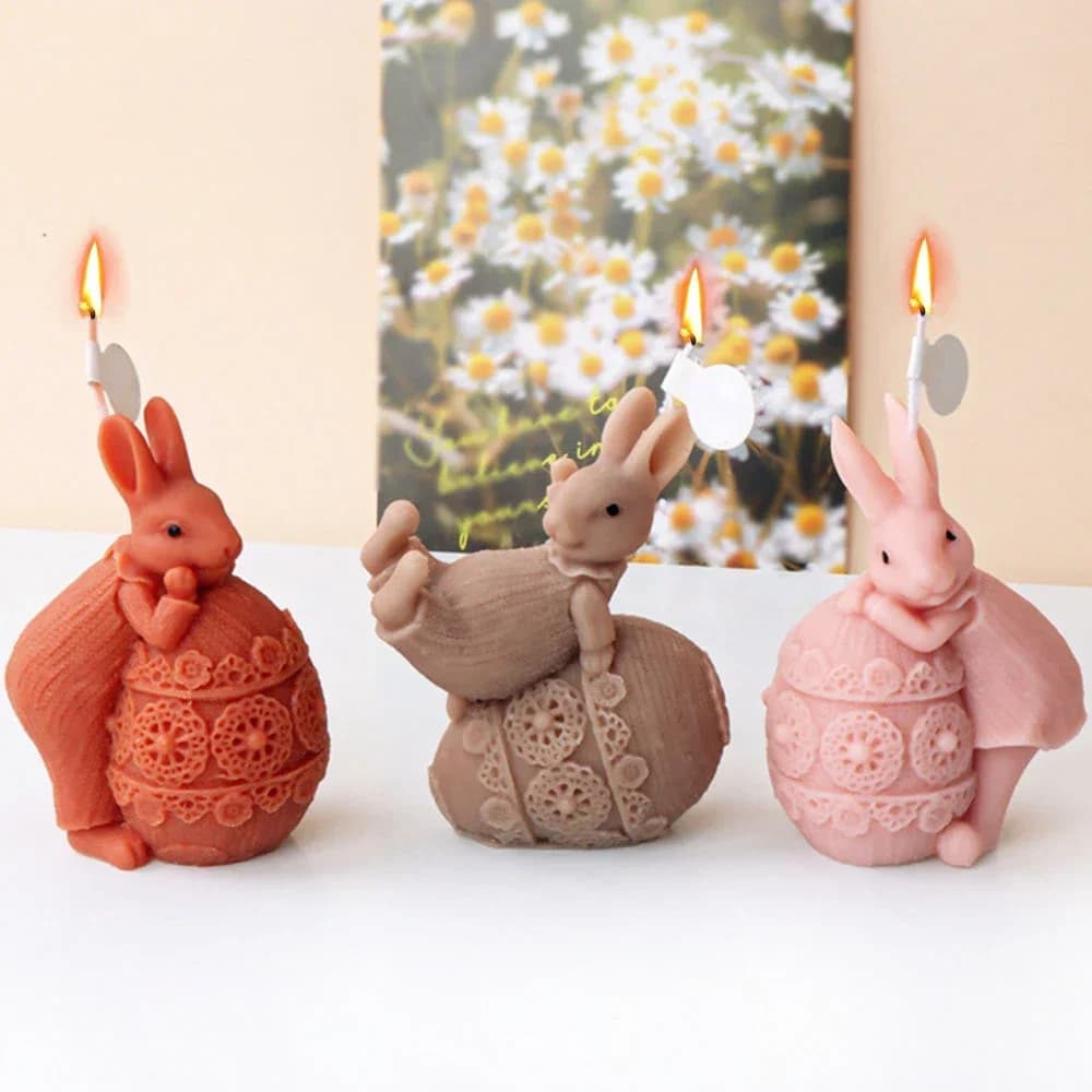 Fai da te simpatico coniglio strumento per realizzare candele uovo di Pasqua sapone cristallo stampo in silicone decorazione torta al cioccolato pittura animale bambola in gesso regalo
