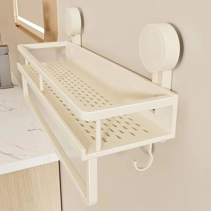 Portaoggetti a ventosa, bagno, WC, senza foratura, WC con ventola color crema, lavabo, lavabo, portaoggetti a parete