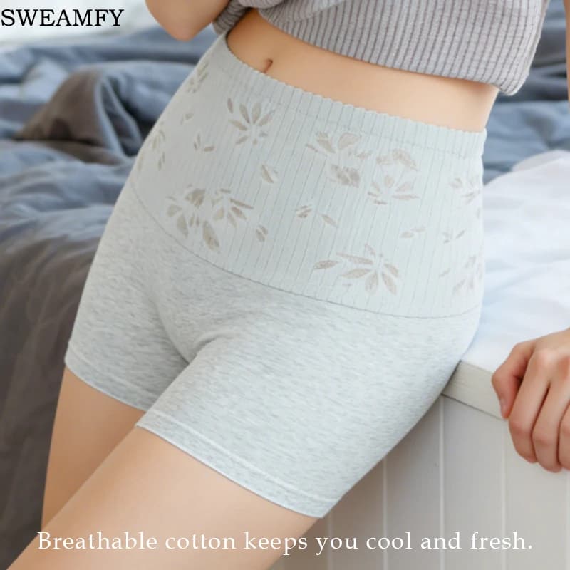 Silk-Gusset High-Waist Ladies' Safety Shorts Cotton Tummy Control Hip Lifting Anti-Exposure Seamless Underwear for Women