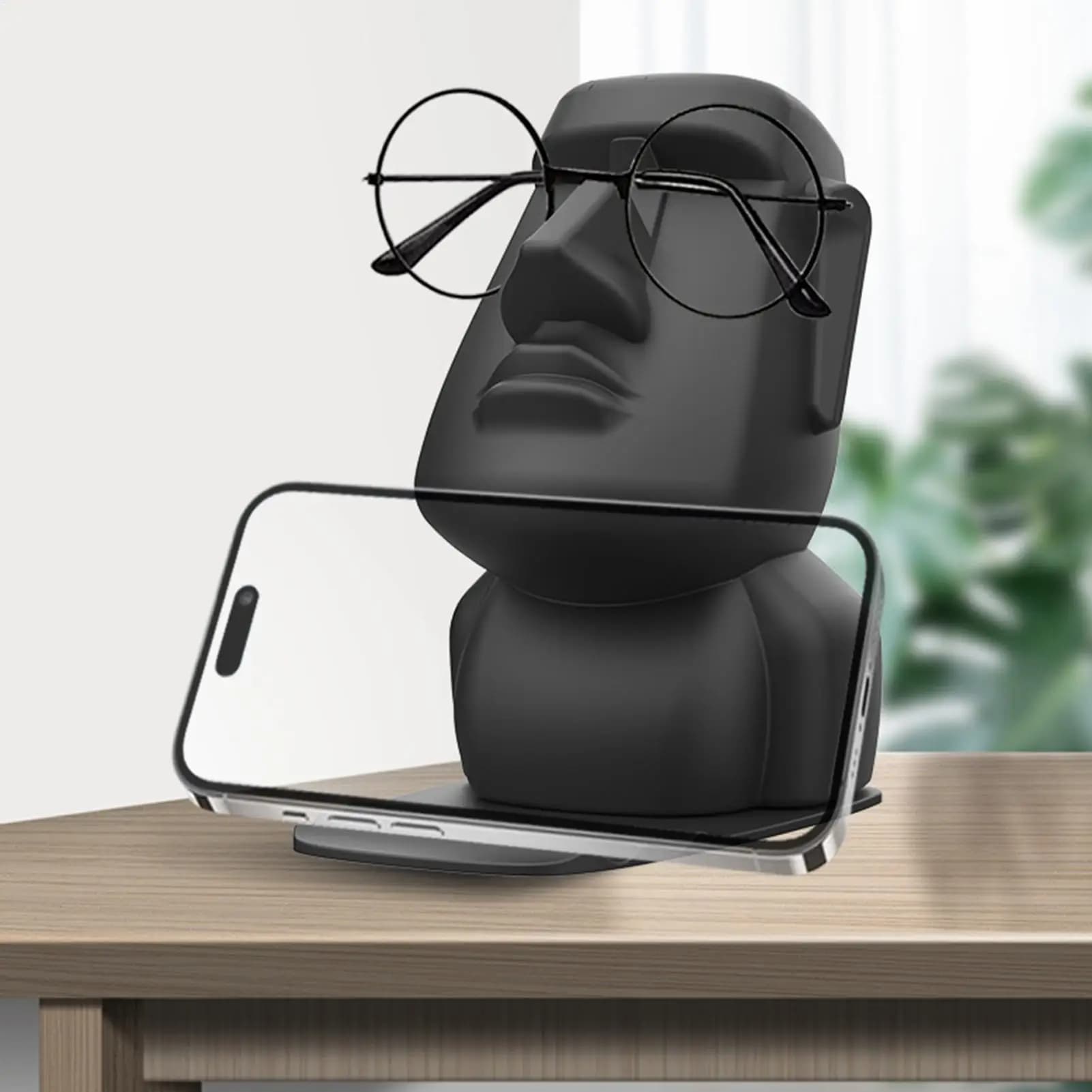 Creativo Porta Telefono a Forma di Statua Moai, Supporto per Occhiali, Espositore per Occhiali da Sole dell'Isola di Pasqua, Regalo per Decorazione Casa