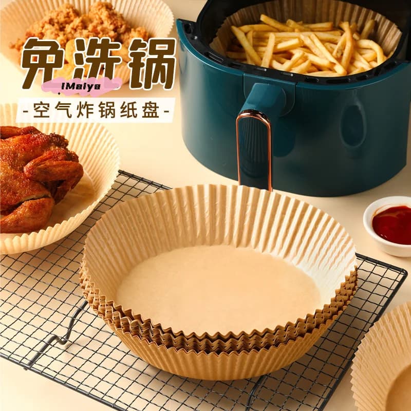 M-50 pezzi 16 cm Carta da forno usa e getta per friggitrice ad aria, Tappetino antiaderente e anti-olio, Tappetino per barbecue per forno da cucina