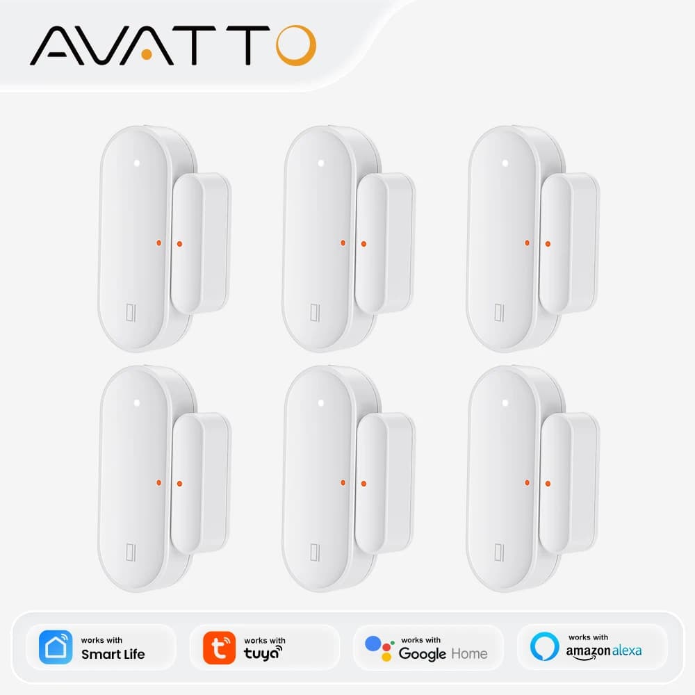 AVATTO Sensore Porta Intelligente ZigBee 1-6 Pezzi, Rilevatore Wireless Apertura/Chiusura Porta, Allarme Antimanomissione, Sistema di Sicurezza per Tuya Alexa Google Home