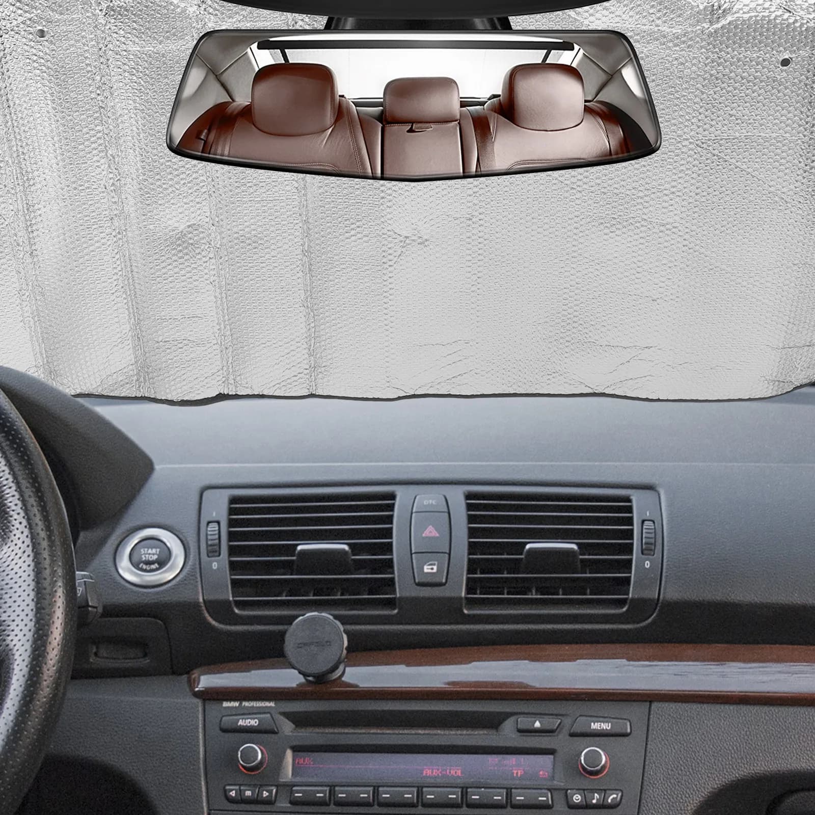 Parasole per Auto 140x70cm, Pieghevole, Riflettente Argento, Protezione UV per Parabrezza Anteriore, Comfort di Guida Fresco e Protetto