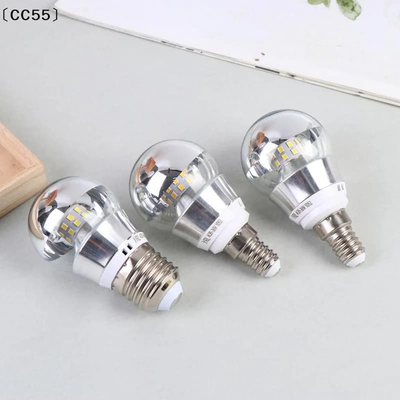 Lampadina LED a Filamento Semisferico Argento 5W E27/E14 Angolo 360 Gradi Luce Bianca Calda Neutra Decorazione〔CC55〕